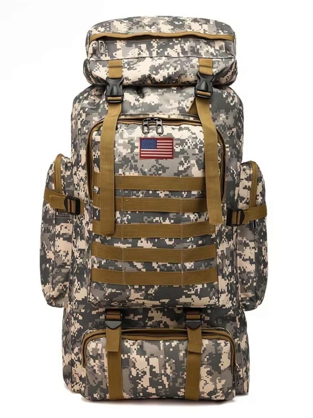 70L Tactical Survival Molle Rucksack Outdoor Bag NEW Army Camo Hiking Camping